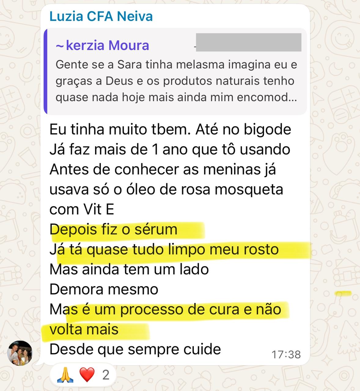 Print de depoimento de aluna